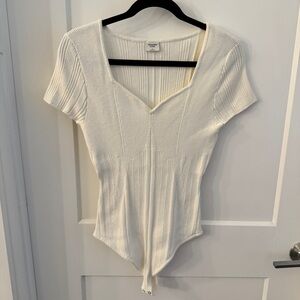 Abercrombie & Fitch Cream Ribbed Bodysuit